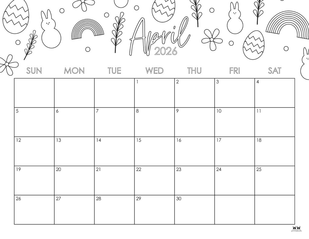 April 2026 Calendars - 123 FREE Printables 237 Printable-April-2026-Calendar-Style-87