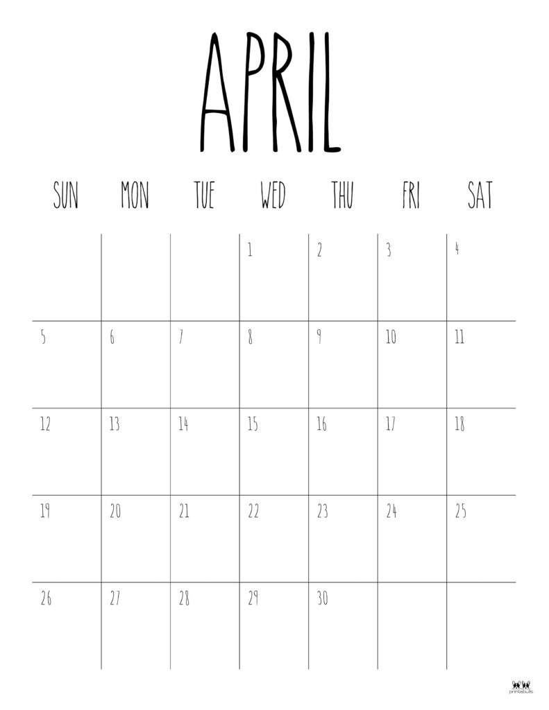 April 2026 Calendars - 123 FREE Printables 127 Printable-April-2026-Calendar-Style-9