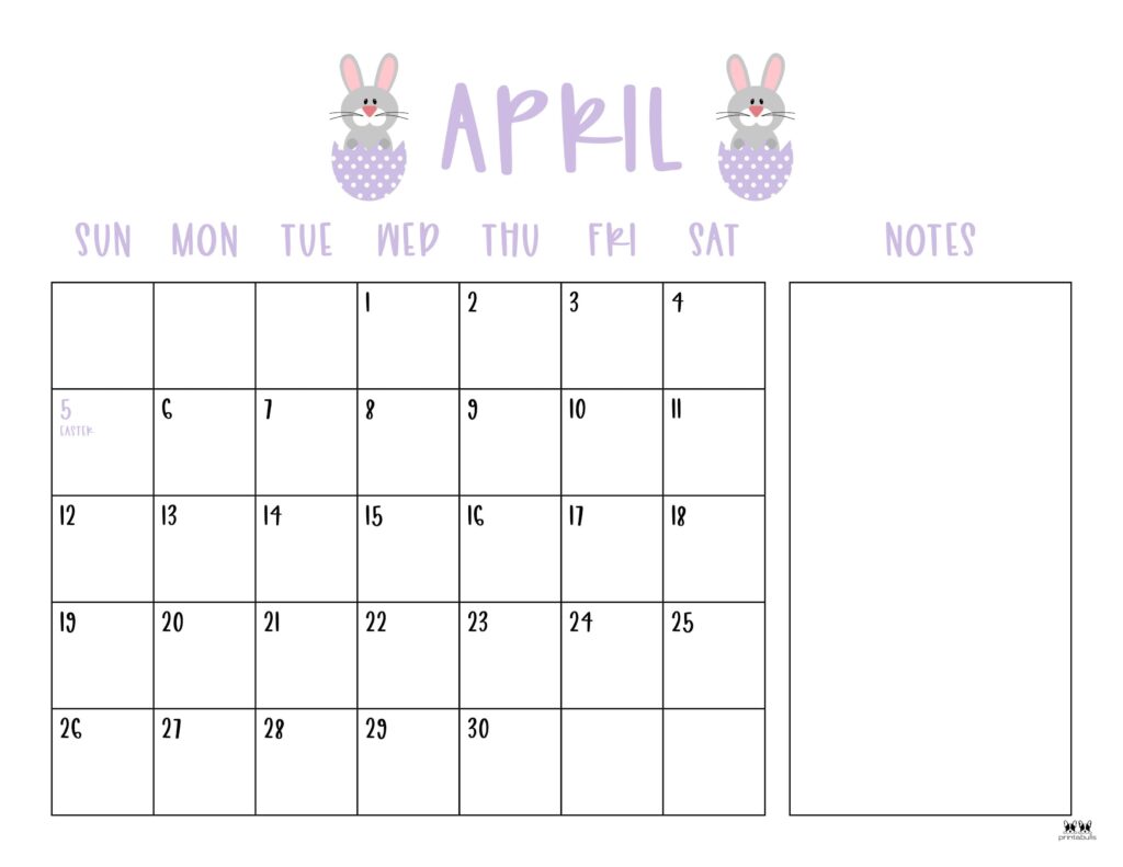 April 2026 Calendars - 123 FREE Printables 168 Printable-April-2026-Calendar-Style-91