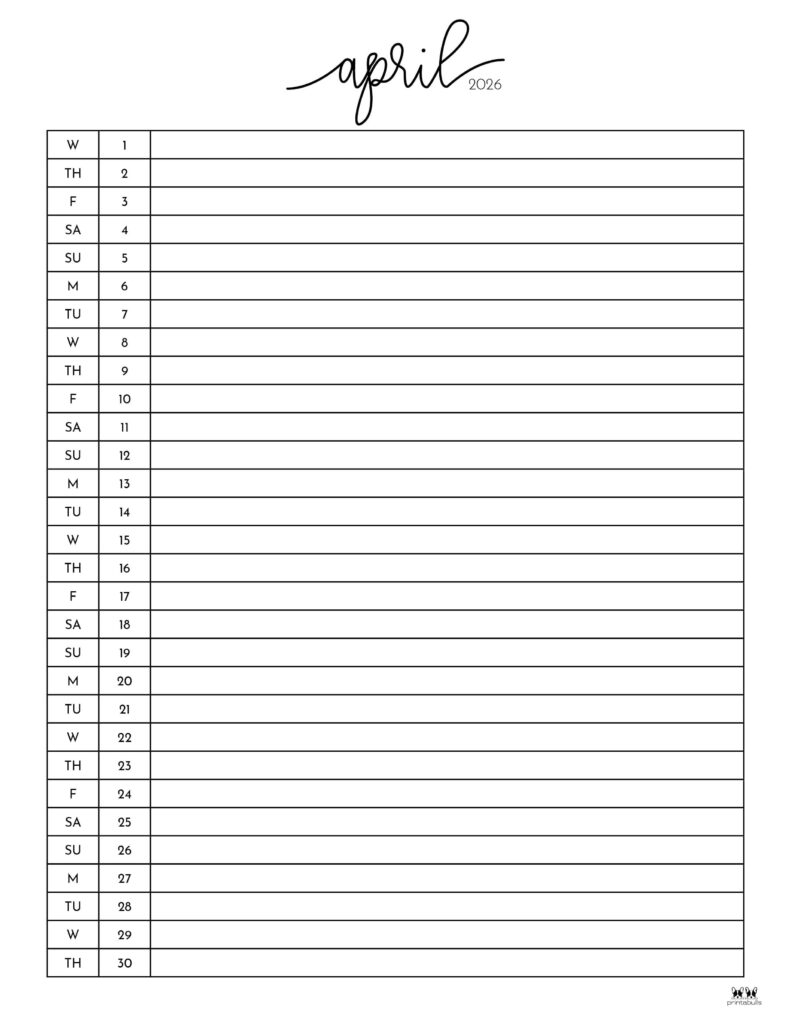 April 2026 Calendars - 123 FREE Printables 214 Printable-April-2026-Calendar-Style-92