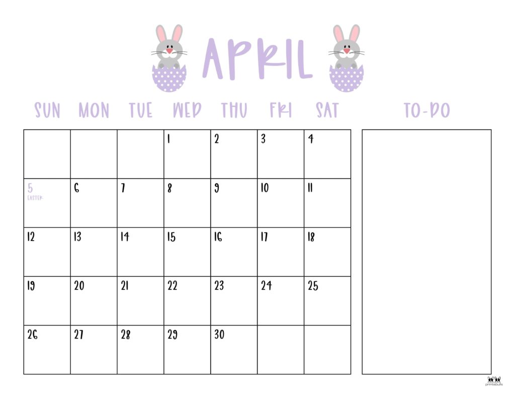 April 2026 Calendars - 123 FREE Printables 173 Printable-April-2026-Calendar-Style-96