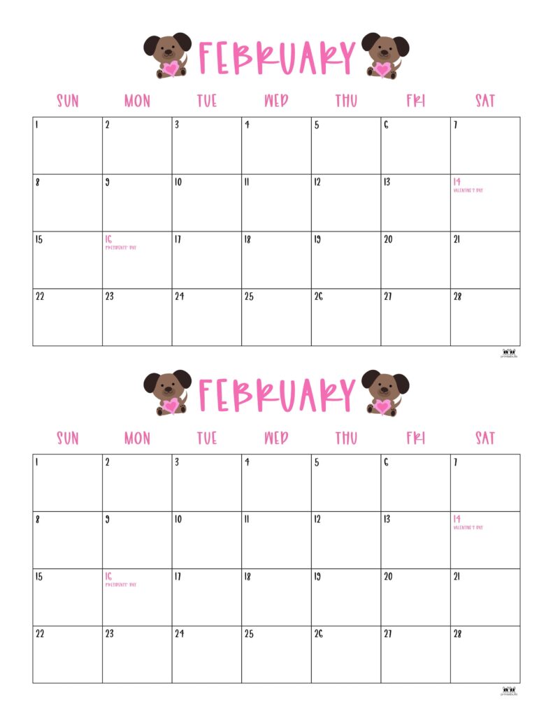 February 2026 Calendars - 123 FREE Printables 232 Printable-February-2026-Calendar-Style-101