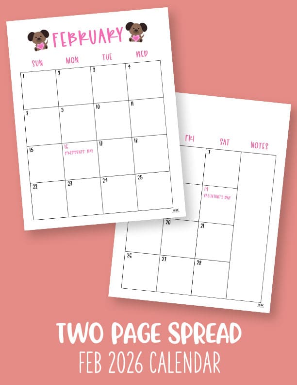 February 2026 Calendars - 123 FREE Printables 227 Printable-February-2026-Calendar-Style-104