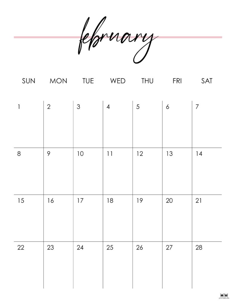 February 2026 Calendars - 123 FREE Printables 128 Printable-February-2026-Calendar-Style-11