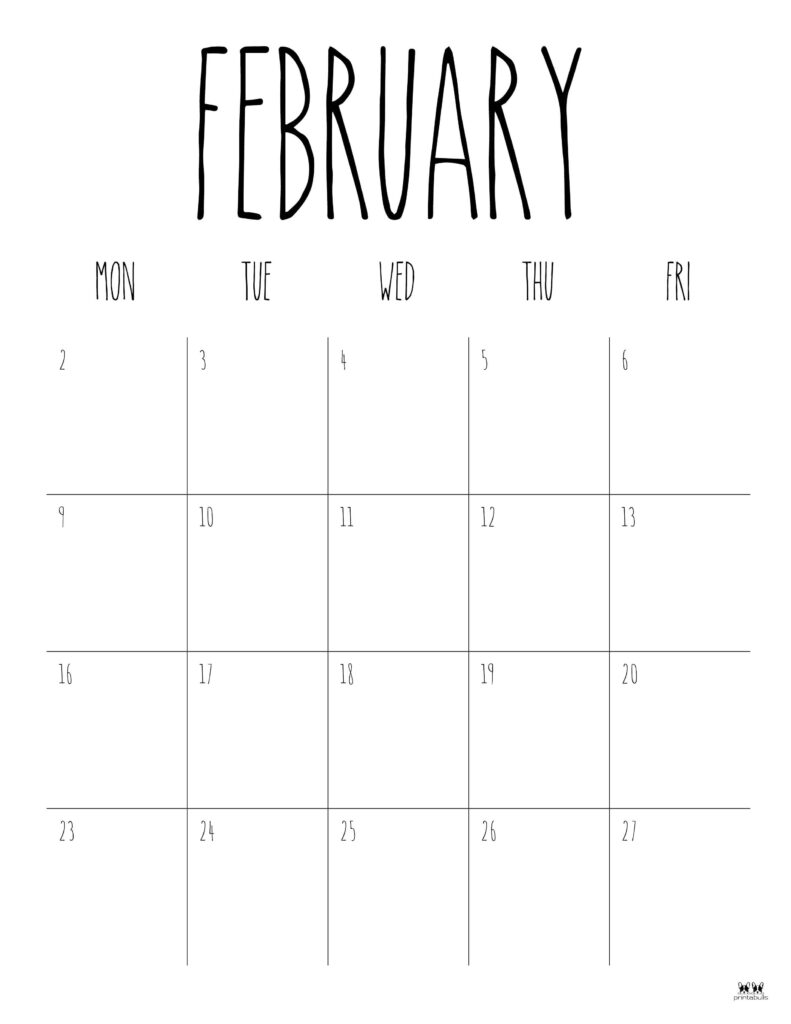 February 2026 Calendars - 123 FREE Printables 197 Printable-February-2026-Calendar-Style-114