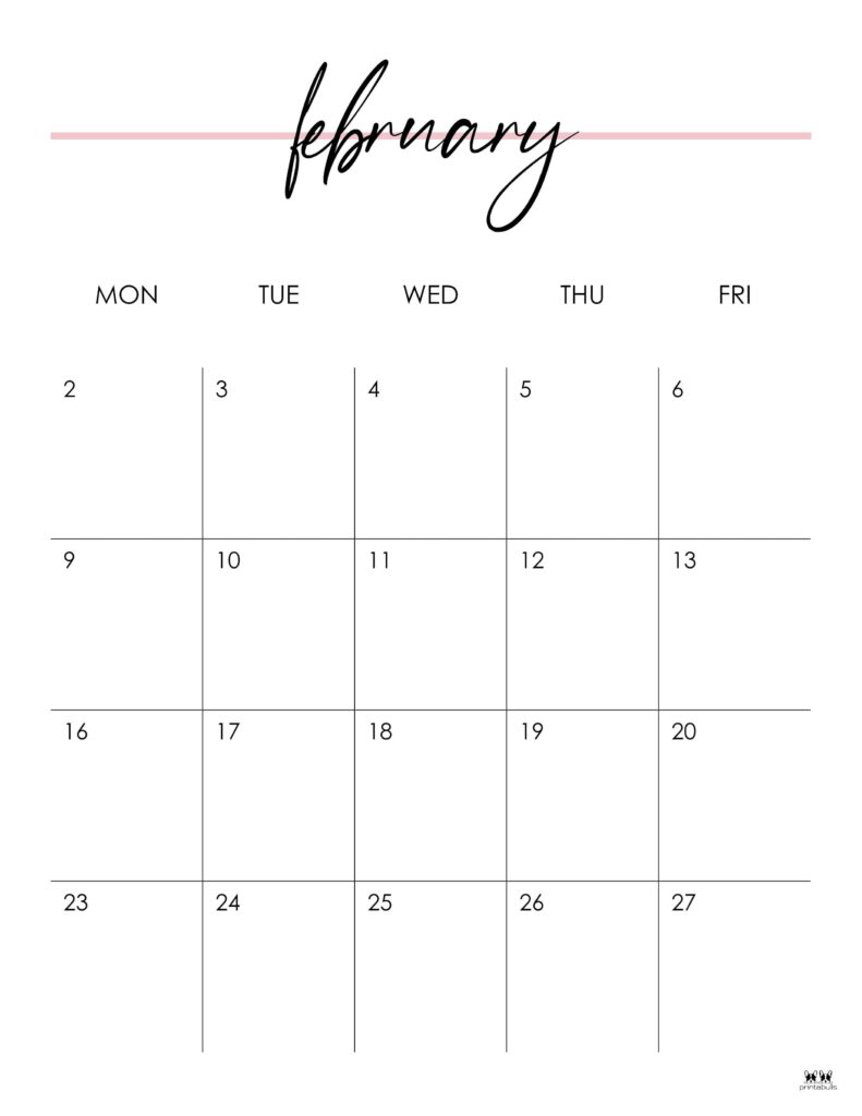 February 2026 Calendars - 123 FREE Printables 198 Printable-February-2026-Calendar-Style-115