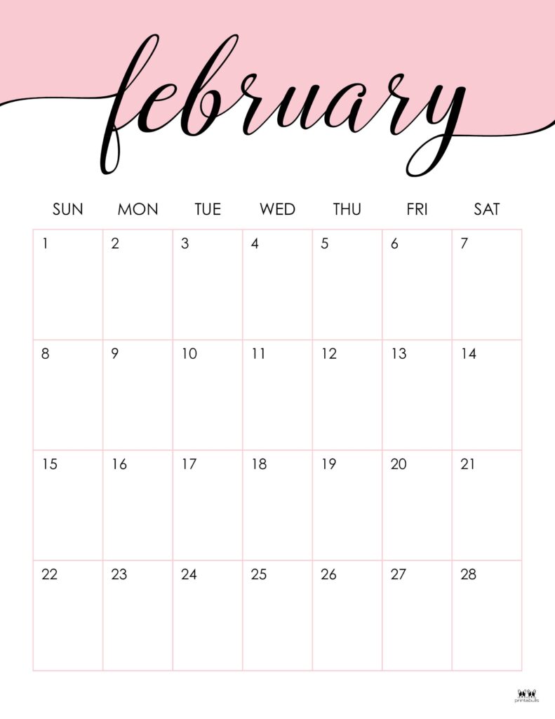 February 2026 Calendars - 123 FREE Printables 129 Printable-February-2026-Calendar-Style-12