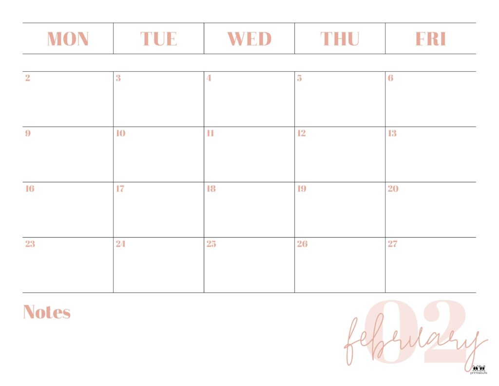 February 2026 Calendars - 123 FREE Printables 203 Printable-February-2026-Calendar-Style-120