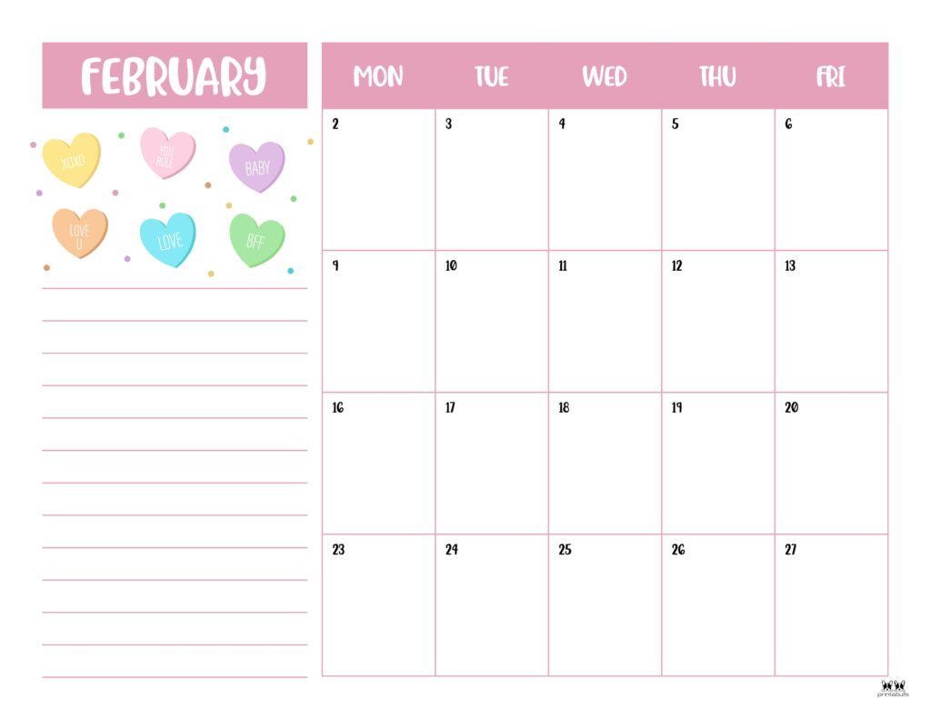 February 2026 Calendars - 123 FREE Printables 205 Printable-February-2026-Calendar-Style-122