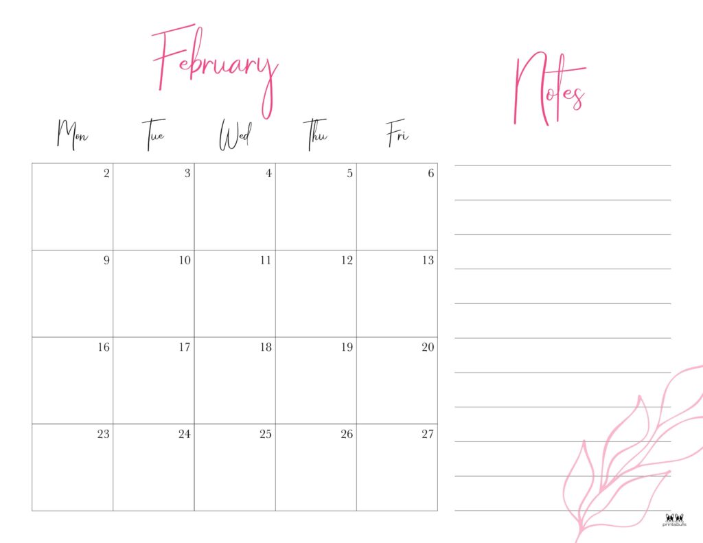 February 2026 Calendars - 123 FREE Printables 206 Printable-February-2026-Calendar-Style-123