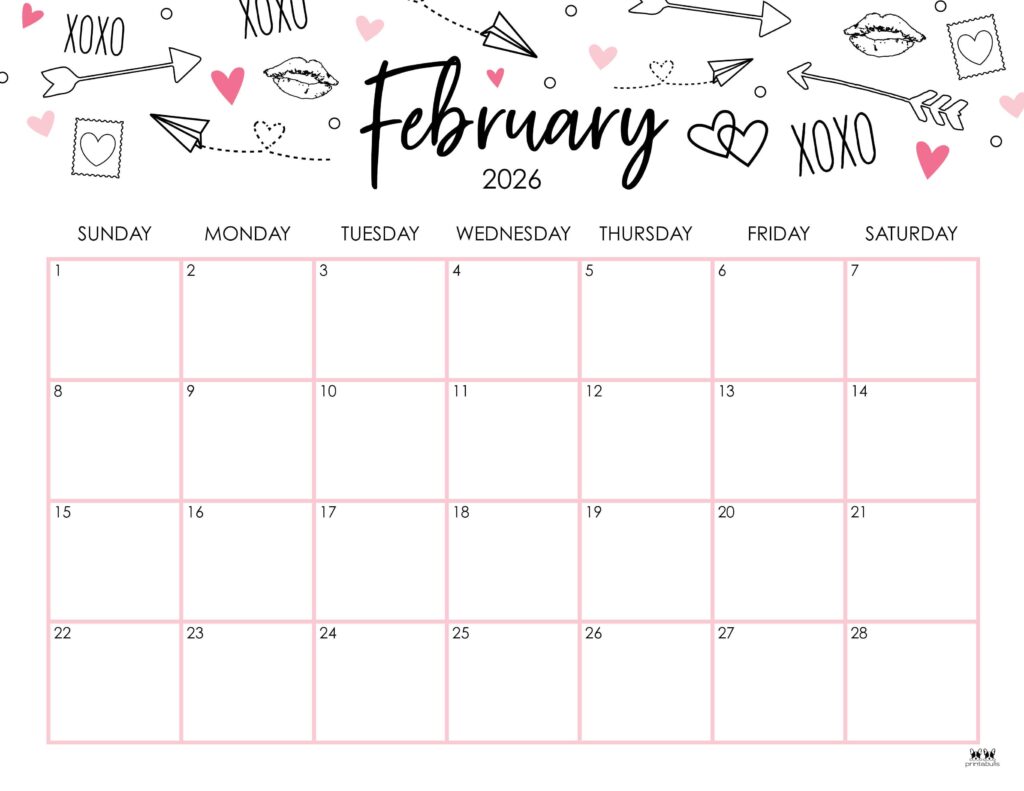 February 2026 Calendars - 123 FREE Printables 132 Printable-February-2026-Calendar-Style-15