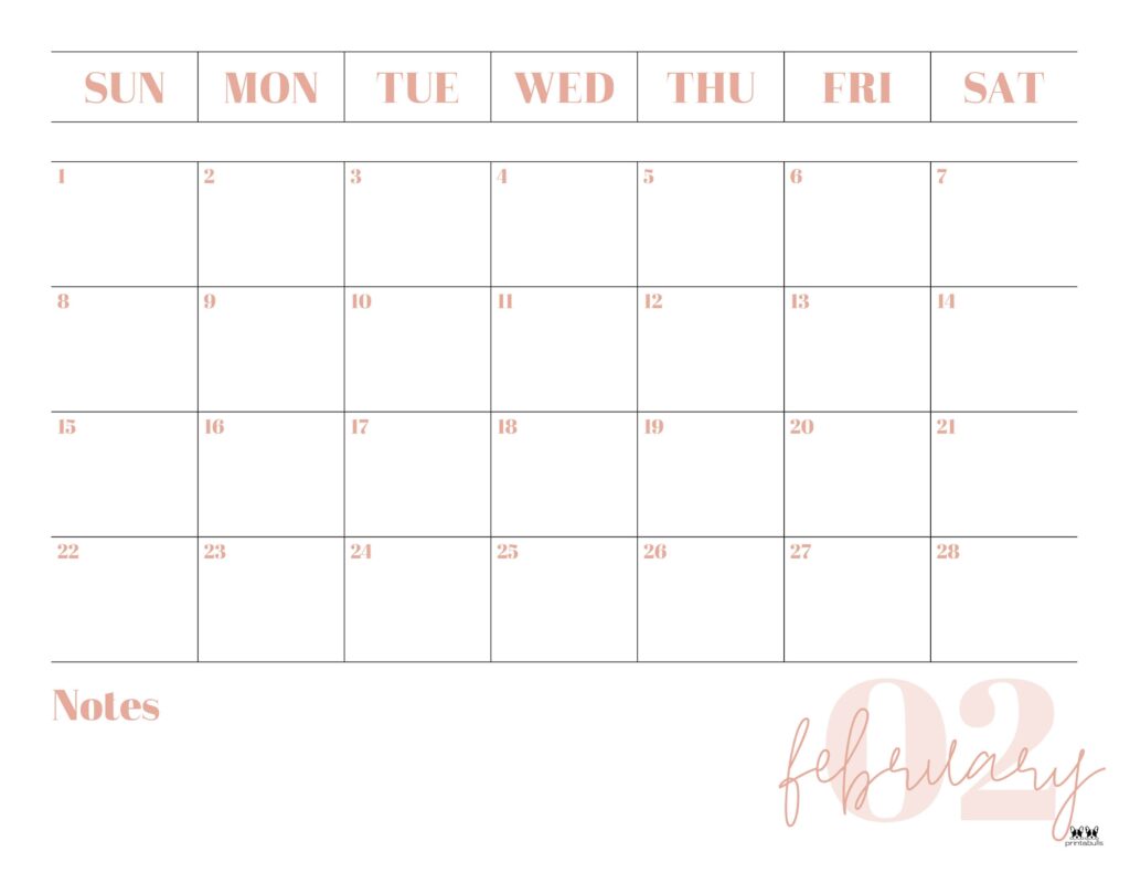 February 2026 Calendars - 123 FREE Printables 159 Printable-February-2026-Calendar-Style-2