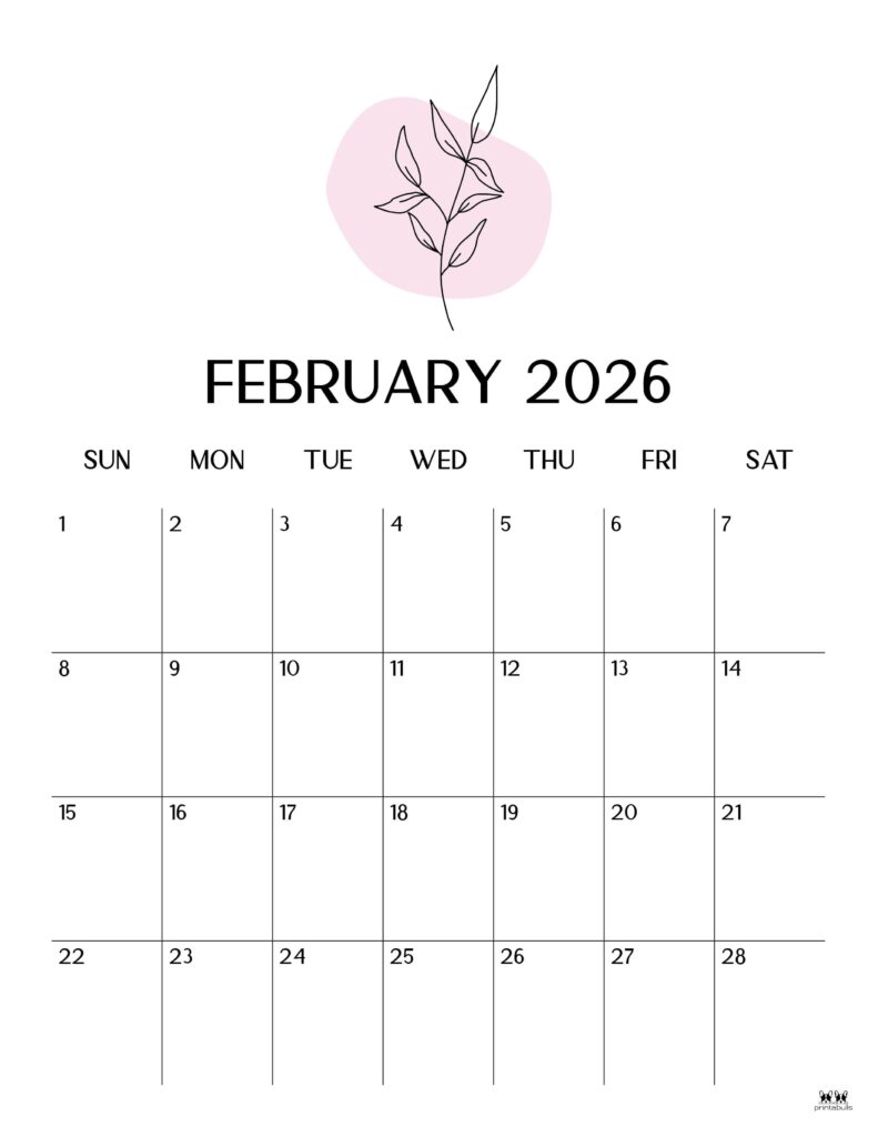 February 2026 Calendars - 123 FREE Printables 137 Printable-February-2026-Calendar-Style-21