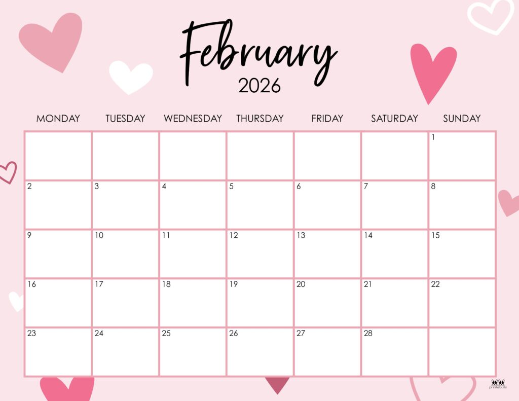 February 2026 Calendars - 123 FREE Printables 186 Printable-February-2026-Calendar-Style-29