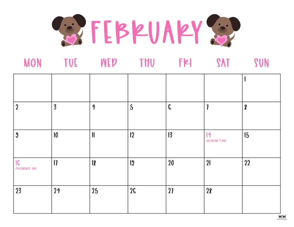 February 2026 Calendars - 123 FREE Printables 187 Printable-February-2026-Calendar-Style-30