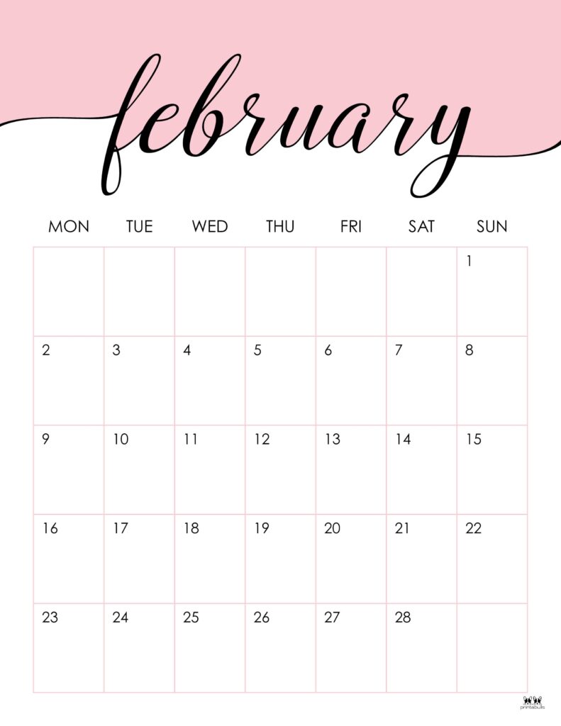February 2026 Calendars - 123 FREE Printables 188 Printable-February-2026-Calendar-Style-31