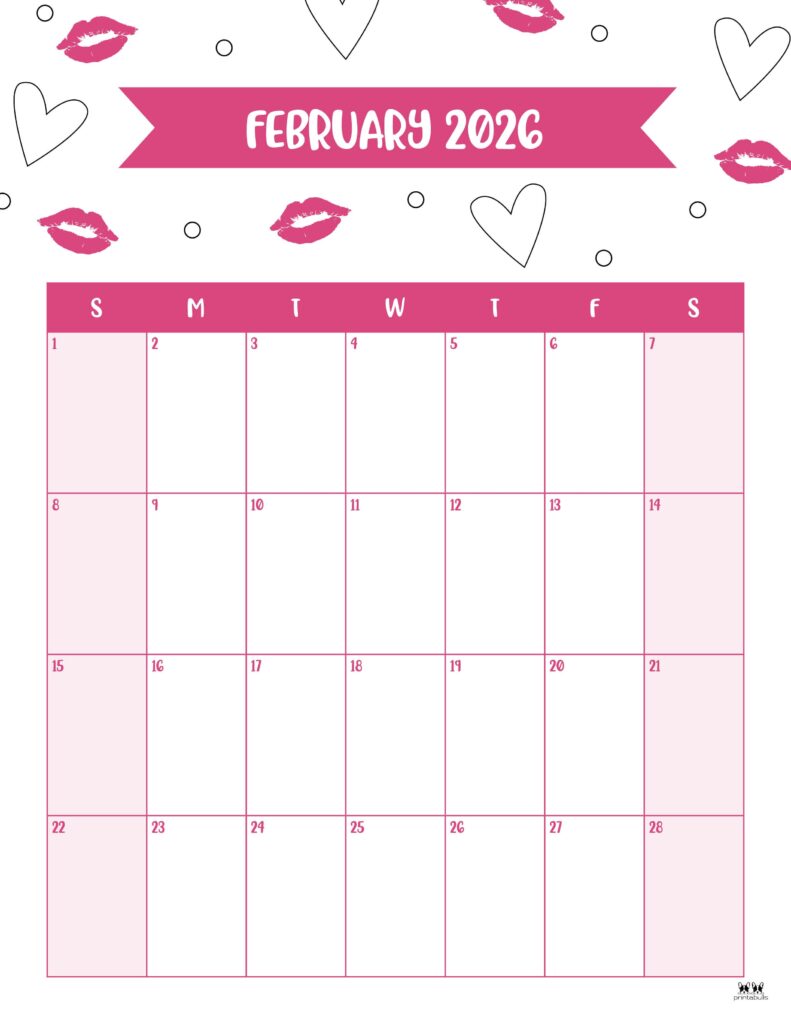 February 2026 Calendars - 123 FREE Printables 181 Printable-February-2026-Calendar-Style-37
