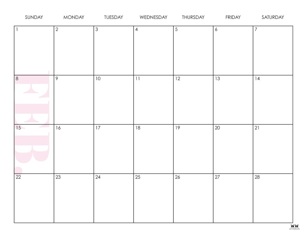 February 2026 Calendars - 123 FREE Printables 218 Printable-February-2026-Calendar-Style-38
