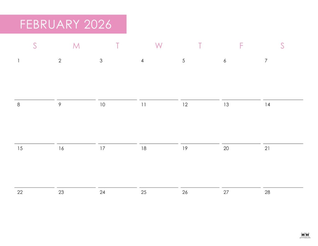 February 2026 Calendars - 123 FREE Printables 217 Printable-February-2026-Calendar-Style-41