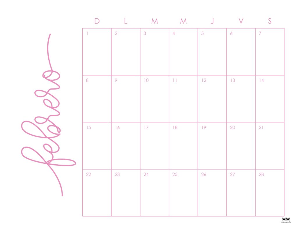 February 2026 Calendars - 123 FREE Printables 243 Printable-February-2026-Calendar-Style-46