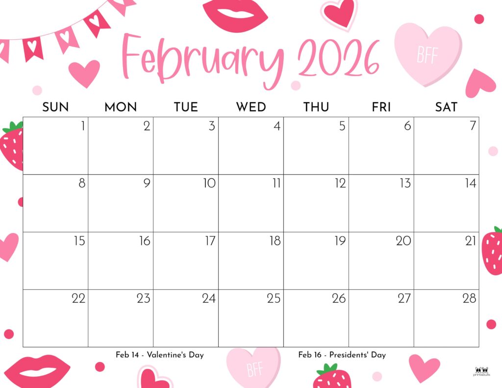 February 2026 Calendars - 123 FREE Printables 149 Printable-February-2026-Calendar-Style-53
