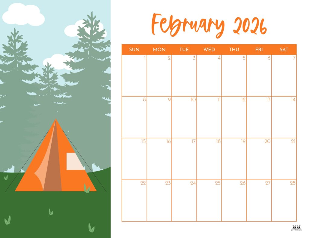February 2026 Calendars - 123 FREE Printables 240 Printable-February-2026-Calendar-Style-55