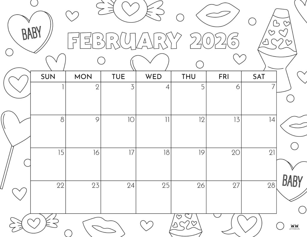 February 2026 Calendars - 123 FREE Printables 236 Printable-February-2026-Calendar-Style-59