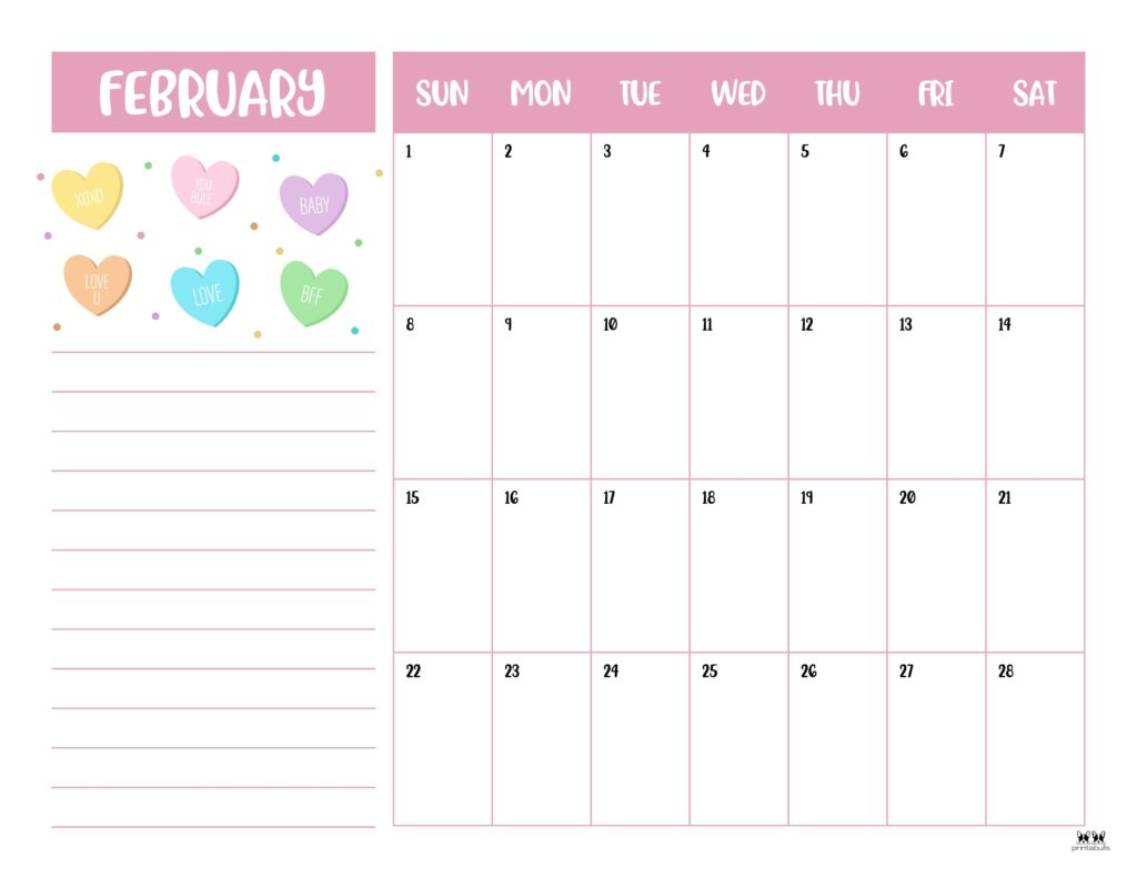 February 2026 Calendars - 123 FREE Printables 160 Printable-February-2026-Calendar-Style-6