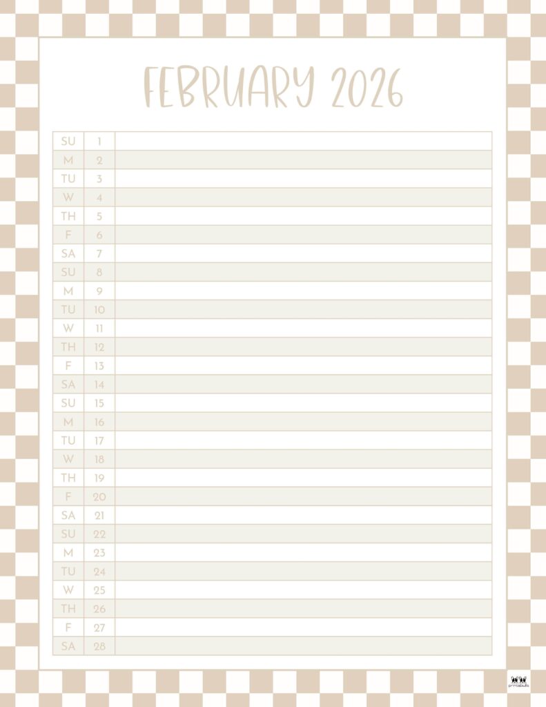 February 2026 Calendars - 123 FREE Printables 213 Printable-February-2026-Calendar-Style-64