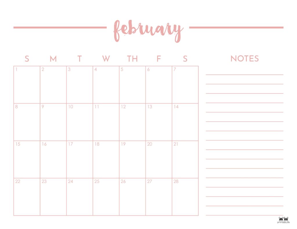 February 2026 Calendars - 123 FREE Printables 164 Printable-February-2026-Calendar-Style-70