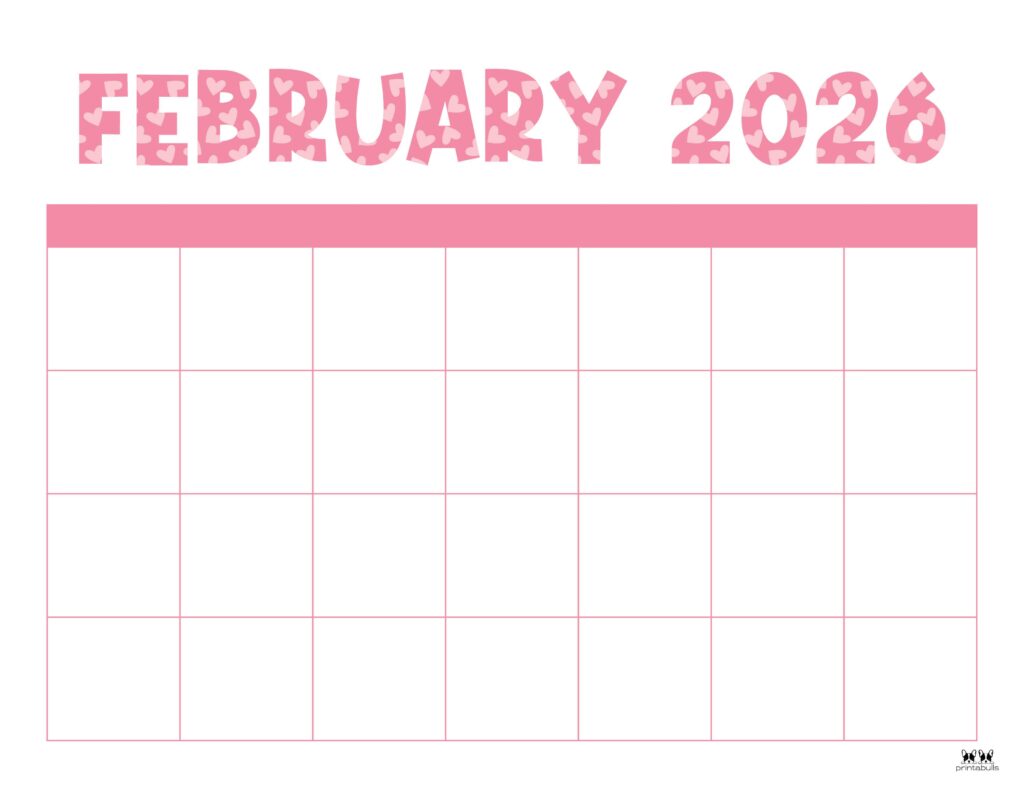 February 2026 Calendars - 123 FREE Printables 153 Printable-February-2026-Calendar-Style-72