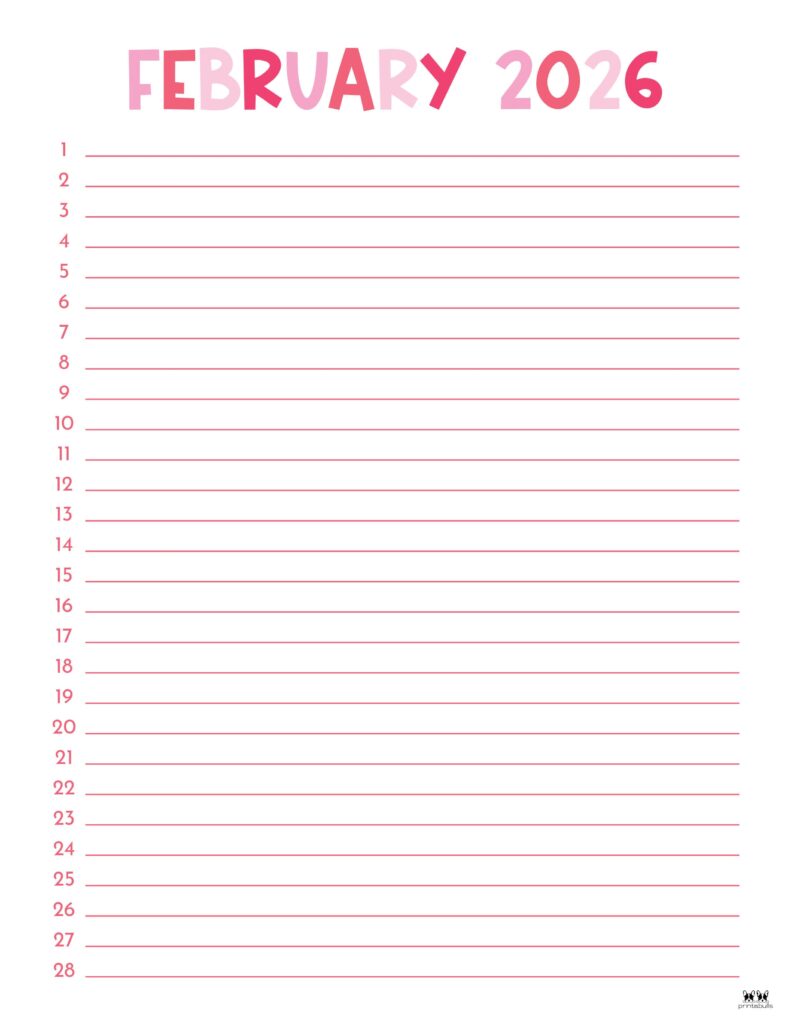 February 2026 Calendars - 123 FREE Printables 207 Printable-February-2026-Calendar-Style-74