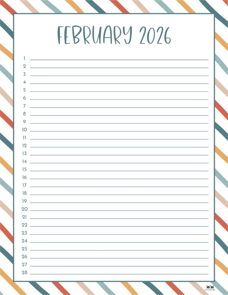 February 2026 Calendars - 123 FREE Printables 208 Printable-February-2026-Calendar-Style-75