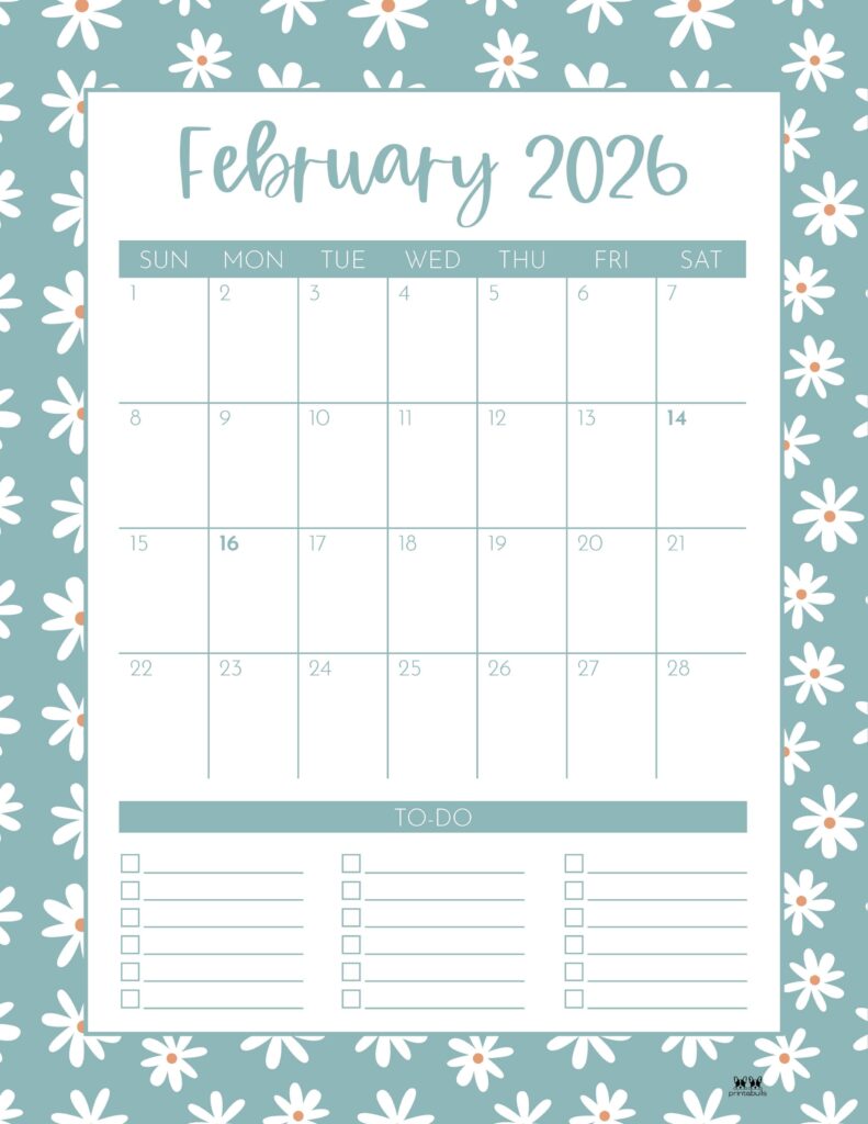 February 2026 Calendars - 123 FREE Printables 169 Printable-February-2026-Calendar-Style-77