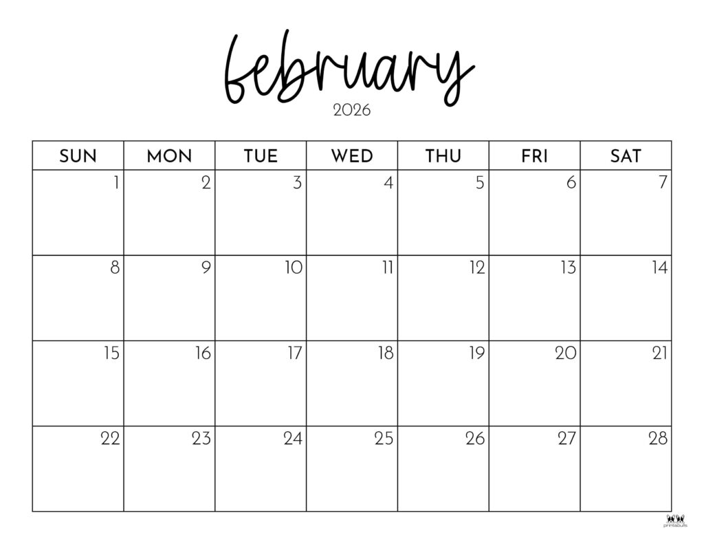 February 2026 Calendars - 123 FREE Printables 142 Printable-February-2026-Calendar-Style-79