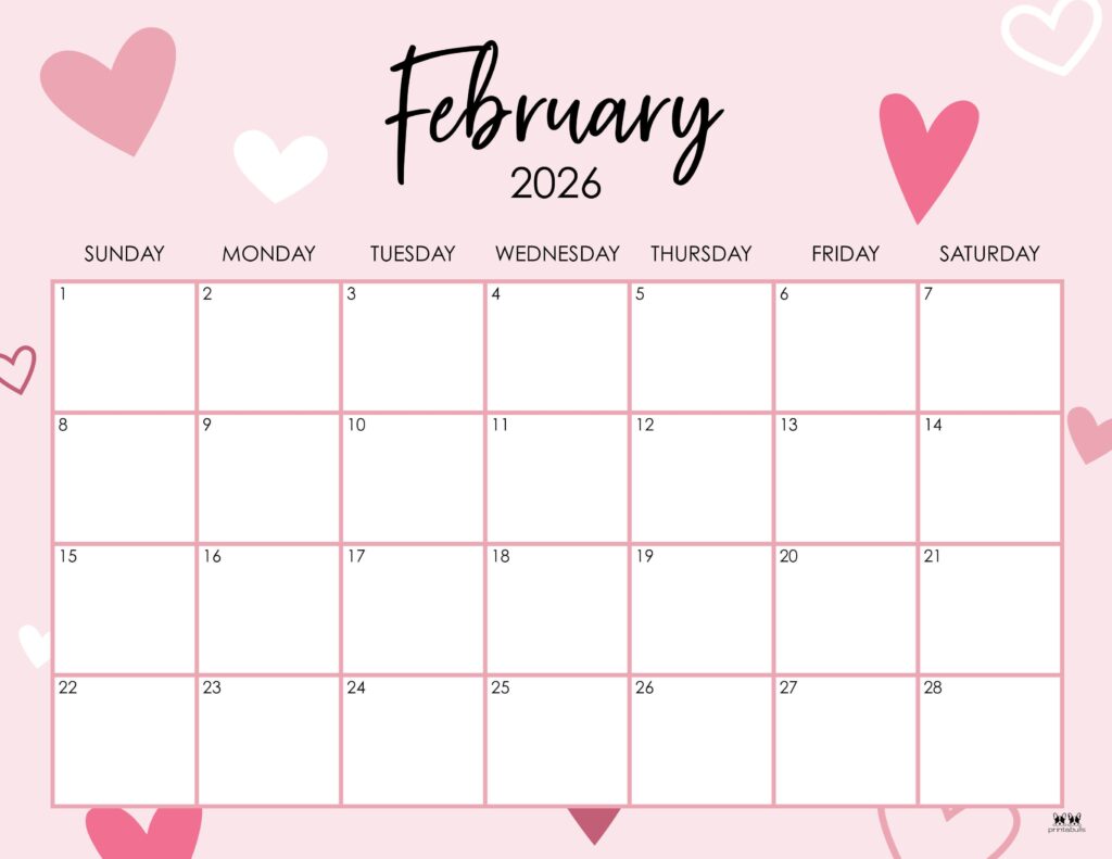 February 2026 Calendars - 123 FREE Printables 126 Printable-February-2026-Calendar-Style-8