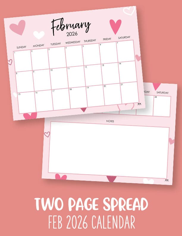 February 2026 Calendars - 123 FREE Printables 223 Printable-February-2026-Calendar-Style-85