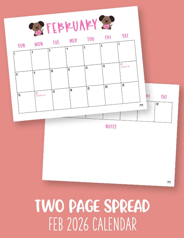 February 2026 Calendars - 123 FREE Printables 224 Printable-February-2026-Calendar-Style-86