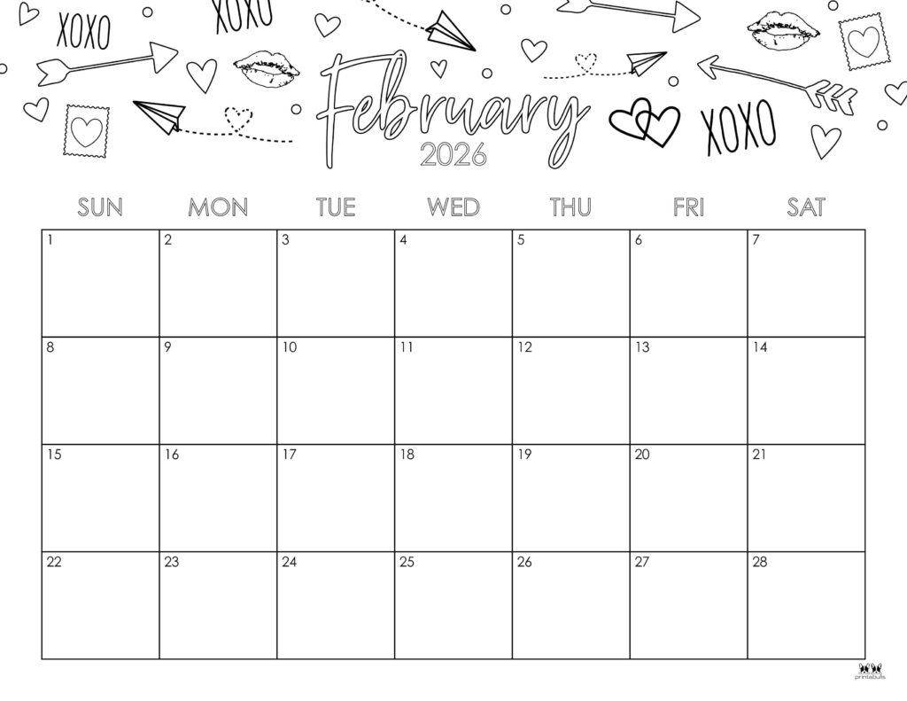 February 2026 Calendars - 123 FREE Printables 237 Printable-February-2026-Calendar-Style-87