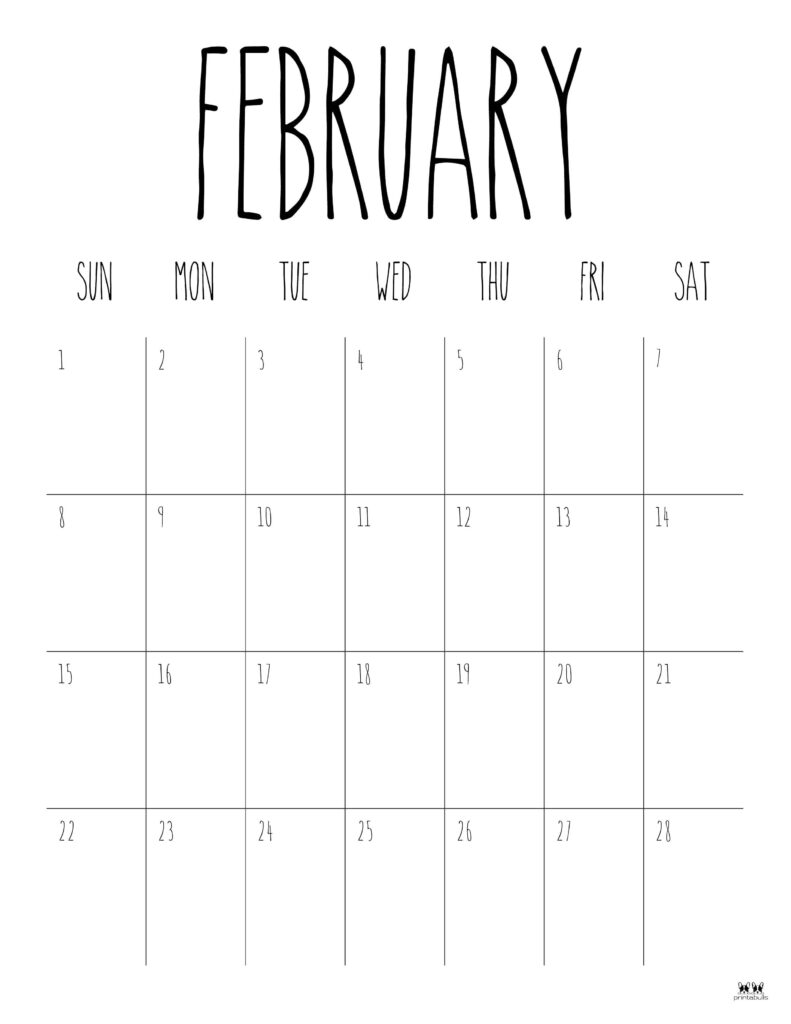 February 2026 Calendars - 123 FREE Printables 127 Printable-February-2026-Calendar-Style-9