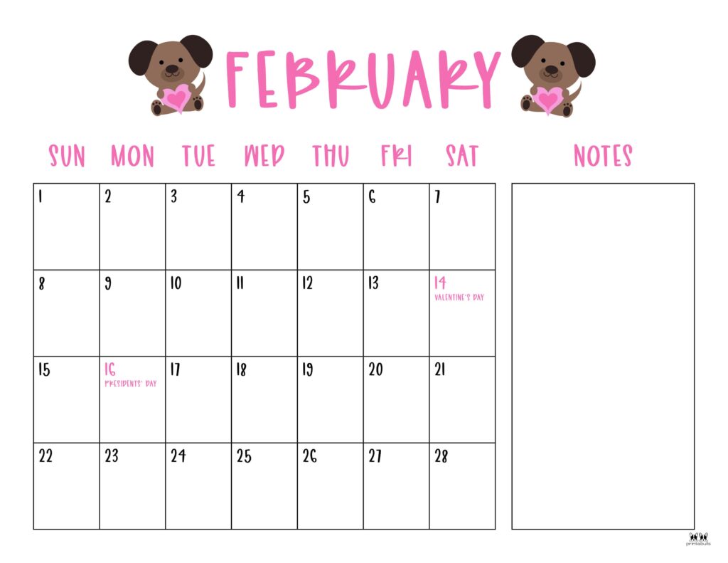 February 2026 Calendars - 123 FREE Printables 168 Printable-February-2026-Calendar-Style-91
