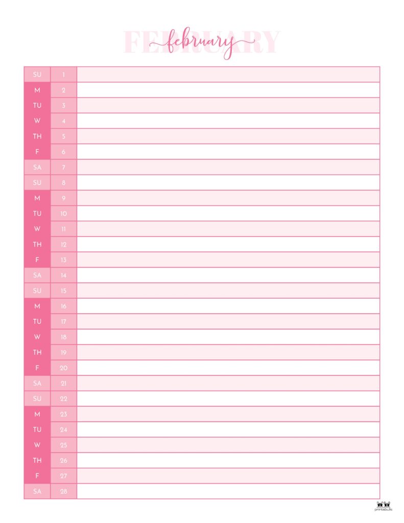 February 2026 Calendars - 123 FREE Printables 215 Printable-February-2026-Calendar-Style-93