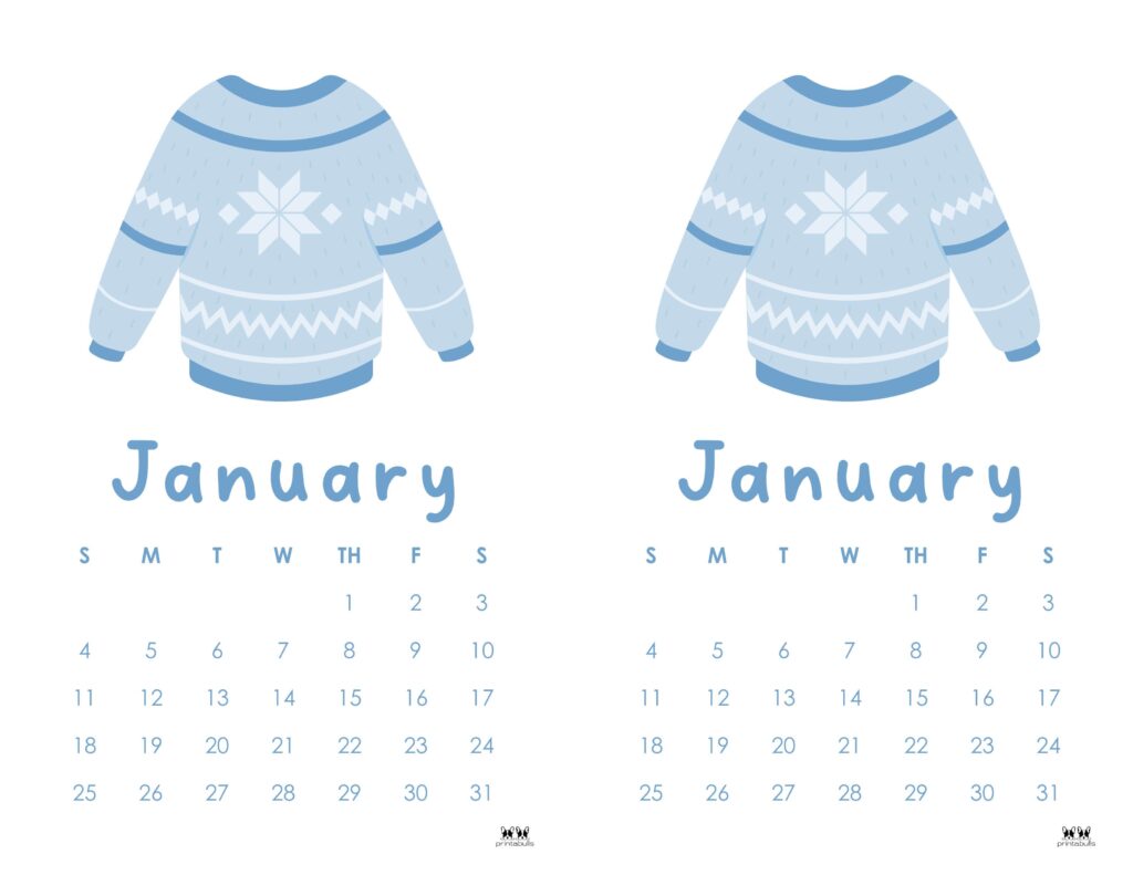 January 2026 Calendars - 123 FREE Printables 234 Printable-January-2026-Calendar-Style-107
