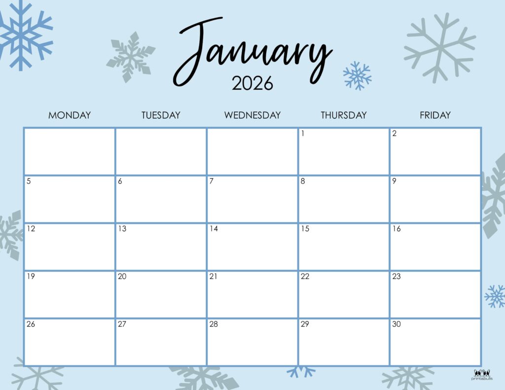 January 2026 Calendars - 123 FREE Printables 192 Printable-January-2026-Calendar-Style-109