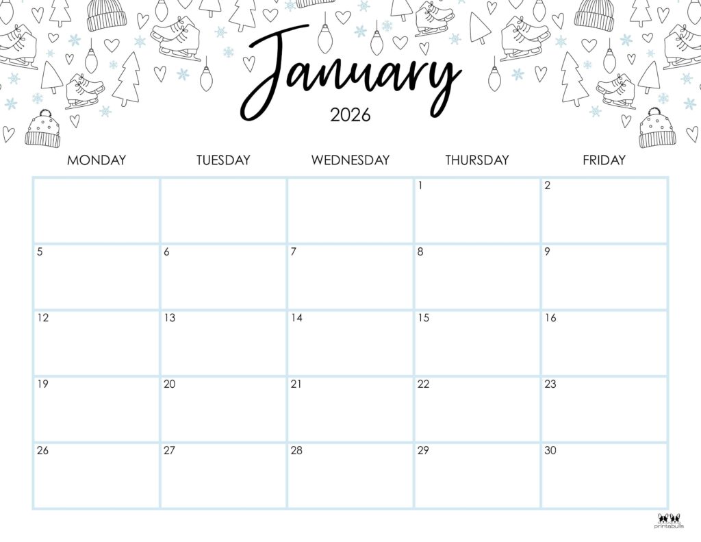 January 2026 Calendars - 123 FREE Printables 194 Printable-January-2026-Calendar-Style-111