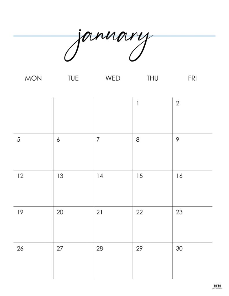 January 2026 Calendars - 123 FREE Printables 198 Printable-January-2026-Calendar-Style-115