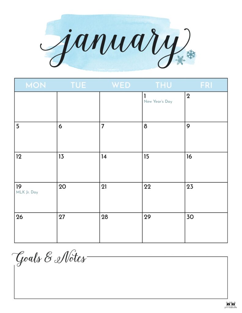 January 2026 Calendars - 123 FREE Printables 201 Printable-January-2026-Calendar-Style-118