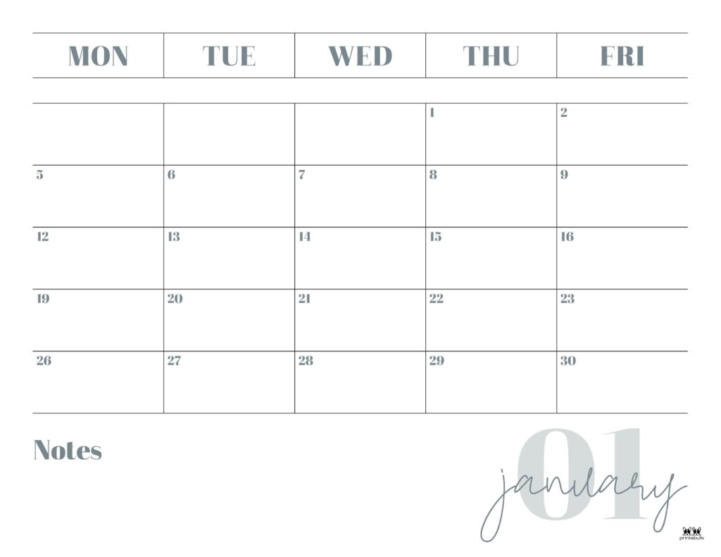 January 2026 Calendars - 123 FREE Printables 203 Printable-January-2026-Calendar-Style-120