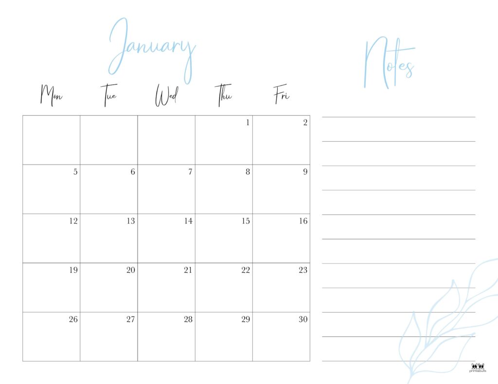 January 2026 Calendars - 123 FREE Printables 206 Printable-January-2026-Calendar-Style-123