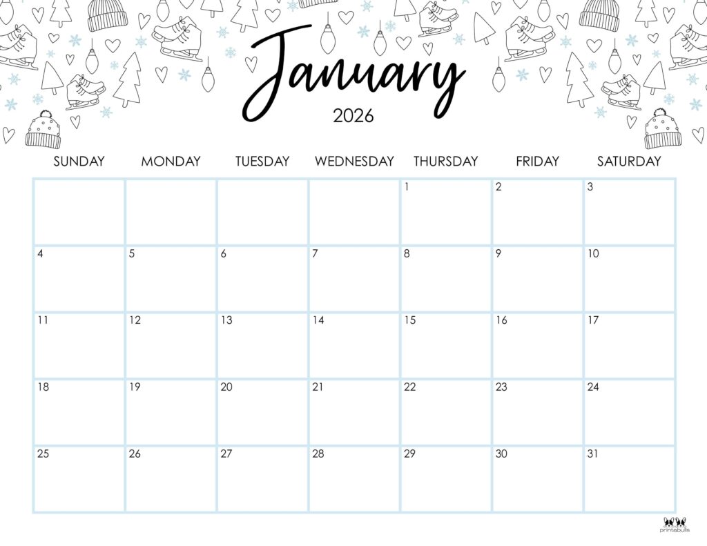 January 2026 Calendars - 123 FREE Printables 132 Printable-January-2026-Calendar-Style-15